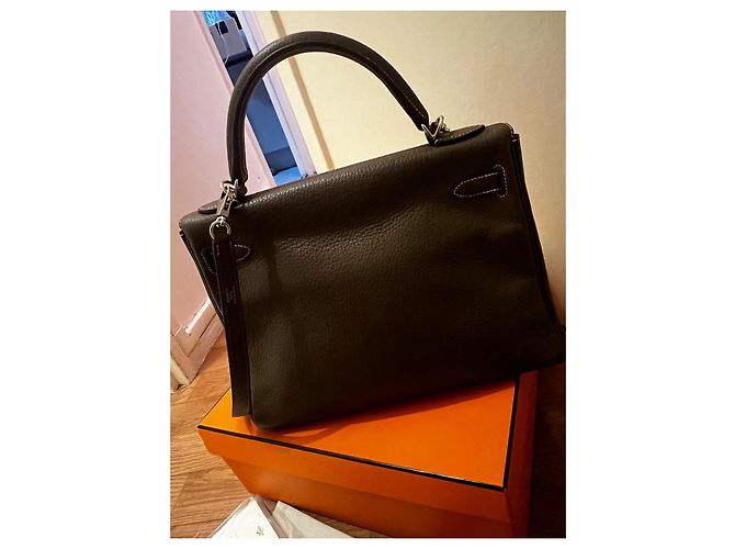 Kelly 32 Etoupe Clemence Hermès Turchese - vista 5