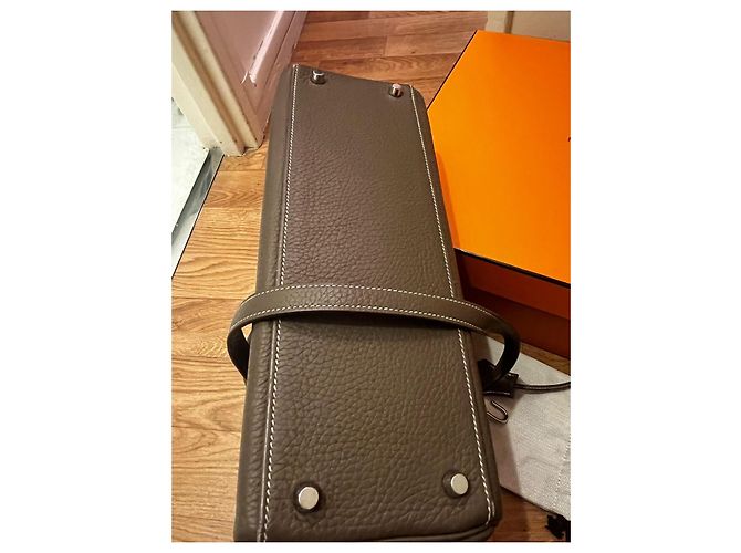 Kelly 32 Etoupe Clemence Hermès Turchese - vista 8
