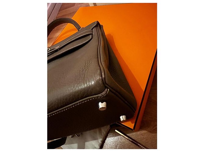 Kelly 32 Etoupe Clemence Hermès Turchese - vista 9