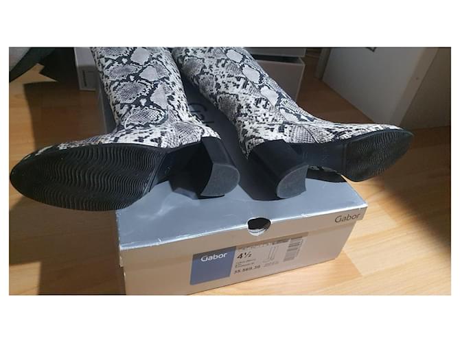 Autre Marque Neue hohe Lederstiefel mit Textilfutter in grauer Pythonfarbe Python drucken - Ansicht 4