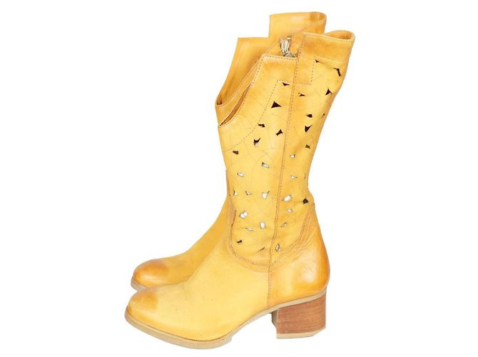 Autre Marque Stivali da cowboy in pelle vintage Giallo - vista 2
