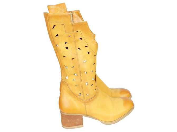 Autre Marque Stivali da cowboy in pelle vintage Giallo - vista 5
