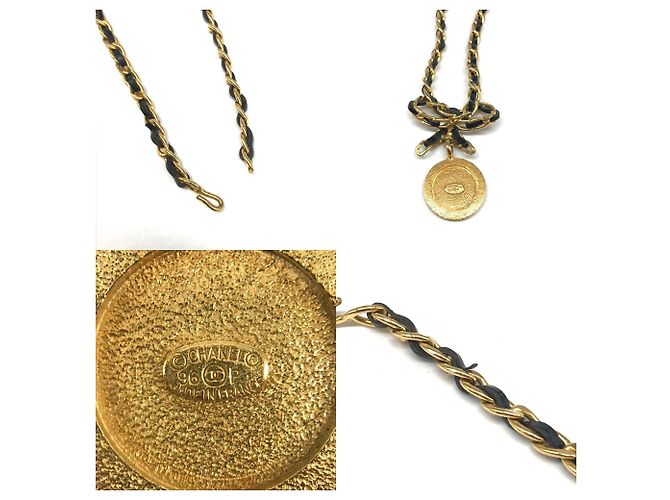 Gucci Collar Medallón Chanel de oro con strass Dorado - vista 3