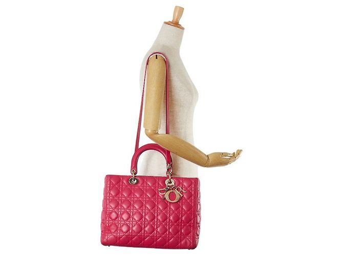 Borsa in pelle Lady Dior rosa - vista 7