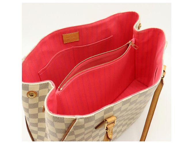 Borsa Tote Louis Vuitton Damier Azur Calvi N41449 Bianco - vista 7