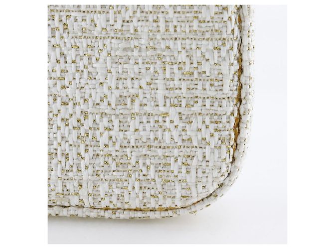 Chanel Borsa a spalla in tweed Deauville con catena A84415 Bianco - vista 10