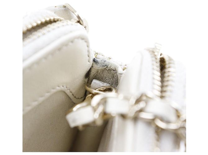 Chanel Borsa a spalla in tweed Deauville con catena A84415 Bianco - vista 13