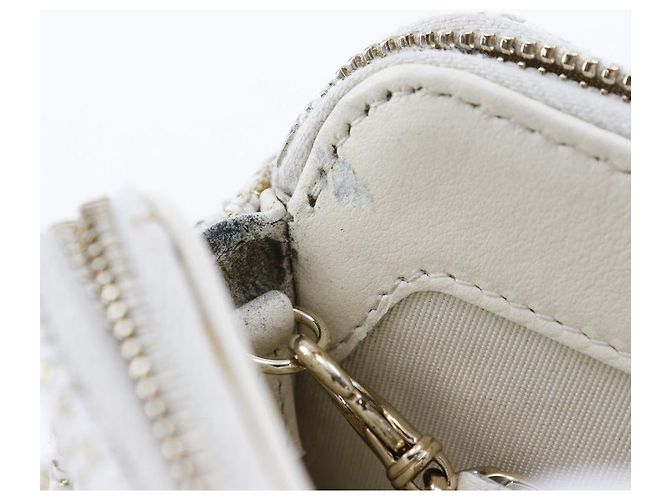 Chanel Borsa a spalla in tweed Deauville con catena A84415 Bianco - vista 14