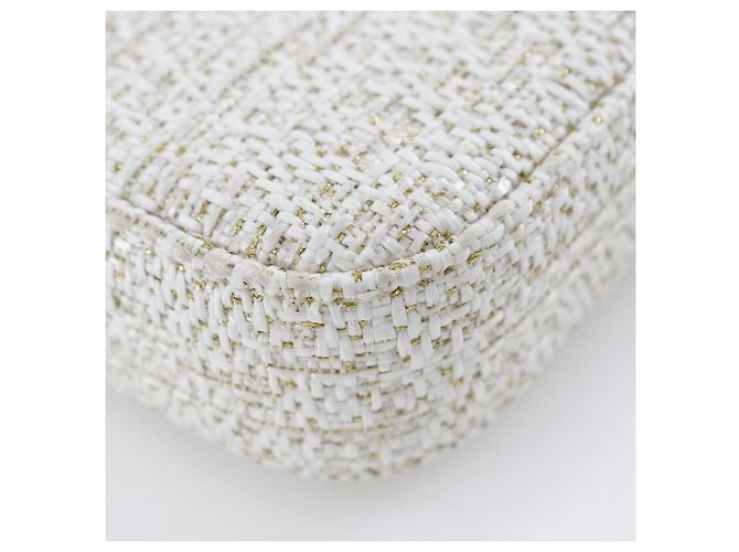 Chanel Borsa a spalla in tweed Deauville con catena A84415 Bianco - vista 4
