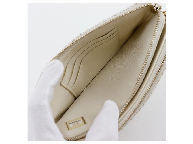 Chanel Borsa a spalla in tweed Deauville con catena A84415 Bianco - vista 6