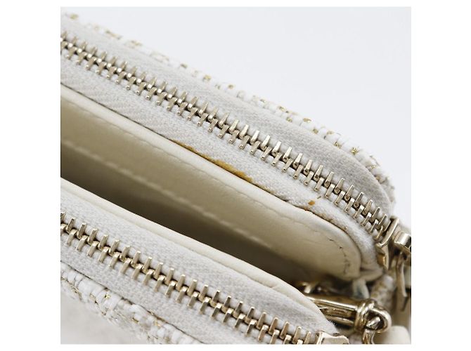 Chanel Borsa a spalla in tweed Deauville con catena A84415 Bianco - vista 8