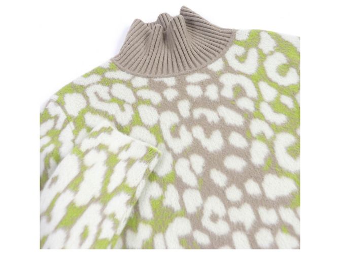 Suéter de cachemira de cuello alto leopardo Dior M Beige - vista 2