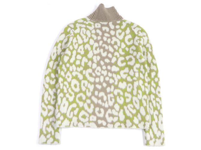 Suéter de cachemira de cuello alto leopardo Dior M Beige - vista 3