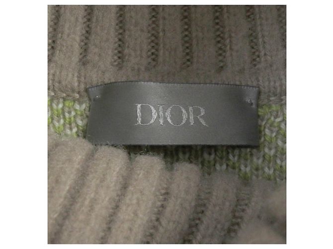 Suéter de cachemira de cuello alto leopardo Dior M Beige - vista 4