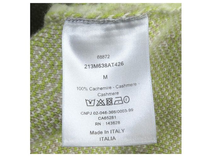 Suéter de cachemira de cuello alto leopardo Dior M Beige - vista 5
