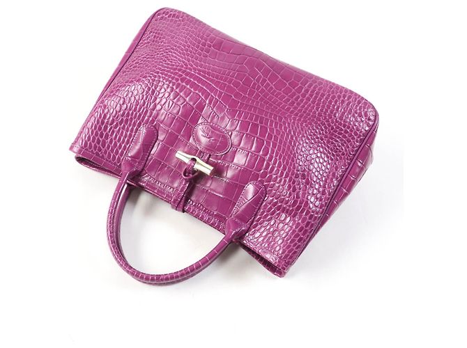 Sac fourre-tout en cuir embossé crocodile Longchamp Rozo - vue 8