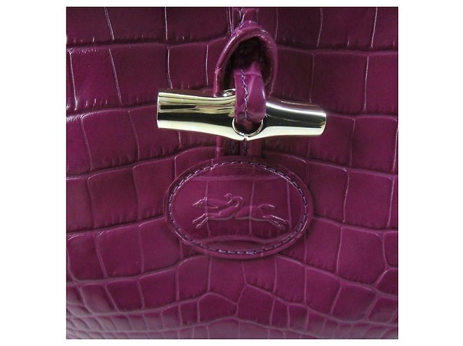 Sac fourre-tout en cuir embossé crocodile Longchamp Rozo - vue 9