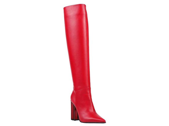 Botas altas Le Silla de cuero rojo con tacón geométrico Roja - vista 3