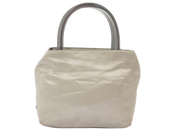 PRADA Borsa Tote Satin plastica Argento Argento Auth bs19572 - vista 13
