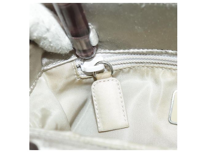 PRADA Borsa Tote Satin plastica Argento Argento Auth bs19572 - vista 24
