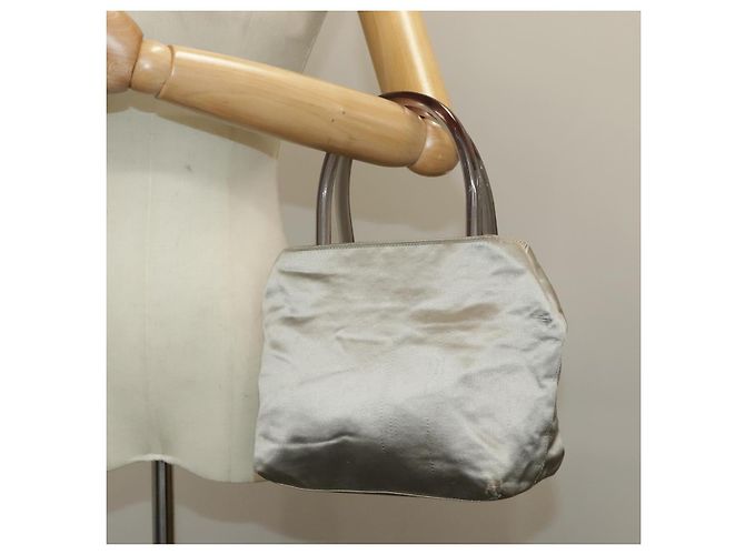 PRADA Borsa Tote Satin plastica Argento Argento Auth bs19572 - vista 26