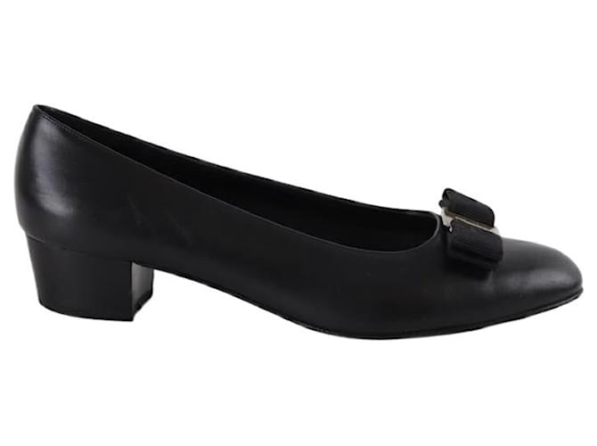 Salvatore Ferragamo Black Calfskin Ballet Flats