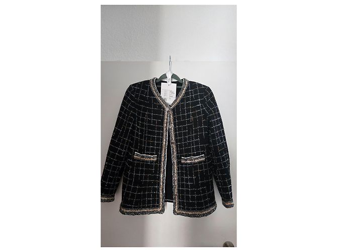 Chanel Black Tweed Checkered Jacket - view 2