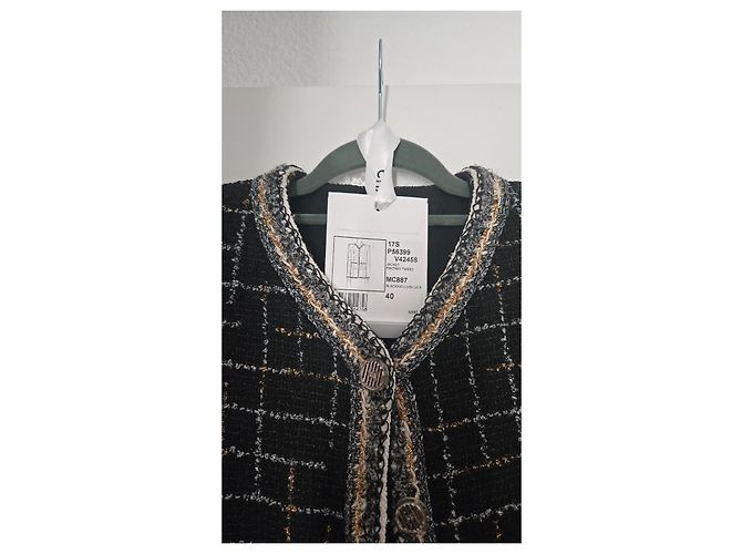 Chanel Black Tweed Checkered Jacket - view 3