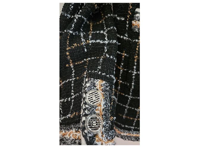 Chanel Black Tweed Checkered Jacket - view 5
