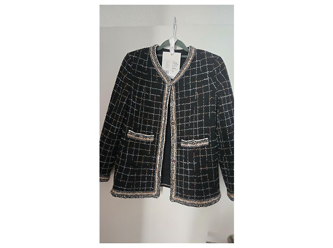 Chanel Black Tweed Checkered Jacket - view 6