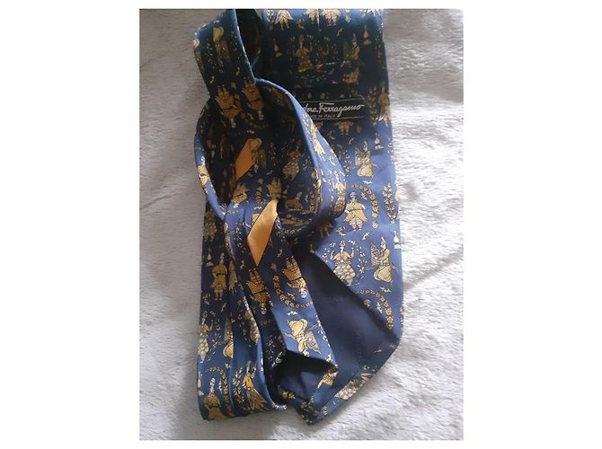 Cravatta Salvatore Ferragamo in seta blu navy - vista 3