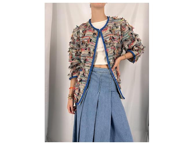 Chanel Giacca in tweed multicolore SS2017 Rosa Blu Verde Arancione - vista 2
