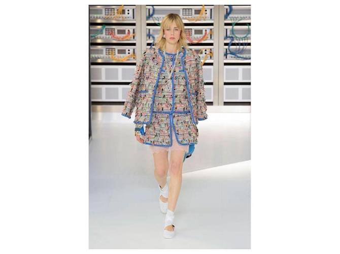 Chanel Giacca in tweed multicolore SS2017 Rosa Blu Verde Arancione - vista 4