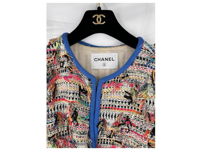 Chanel Giacca in tweed multicolore SS2017 Rosa Blu Verde Arancione - vista 5