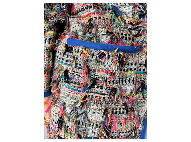 Chanel Giacca in tweed multicolore SS2017 Rosa Blu Verde Arancione - vista 7