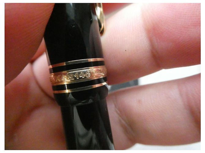 Vintage Montblanc 146 Meisterstück Kolbenfüller mit Box, Goldfeder Schwarz - Ansicht 2