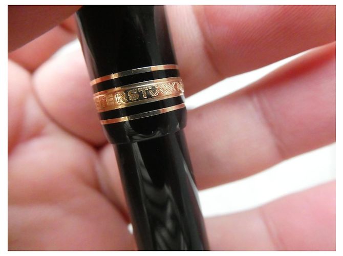 Vintage Montblanc 146 Meisterstück Kolbenfüller mit Box, Goldfeder Schwarz - Ansicht 3