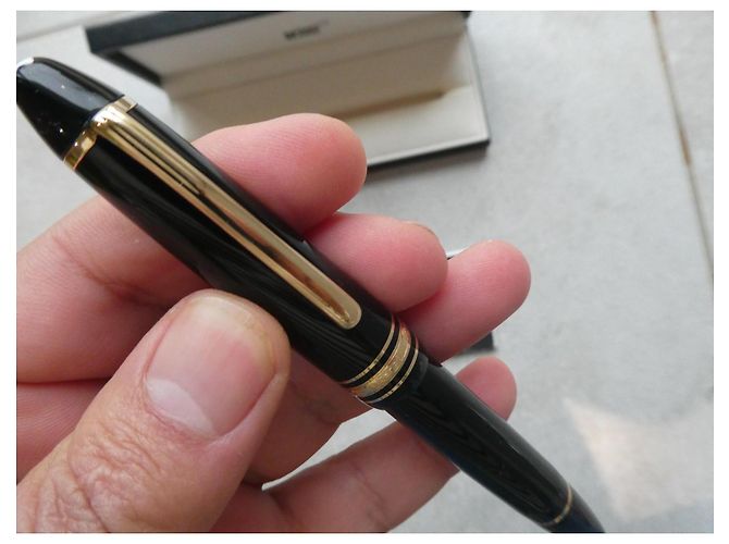Vintage Montblanc 146 Meisterstück Kolbenfüller mit Box, Goldfeder Schwarz - Ansicht 7