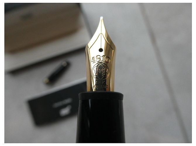 Vintage Montblanc 146 Meisterstück Kolbenfüller mit Box, Goldfeder Schwarz - Ansicht 9
