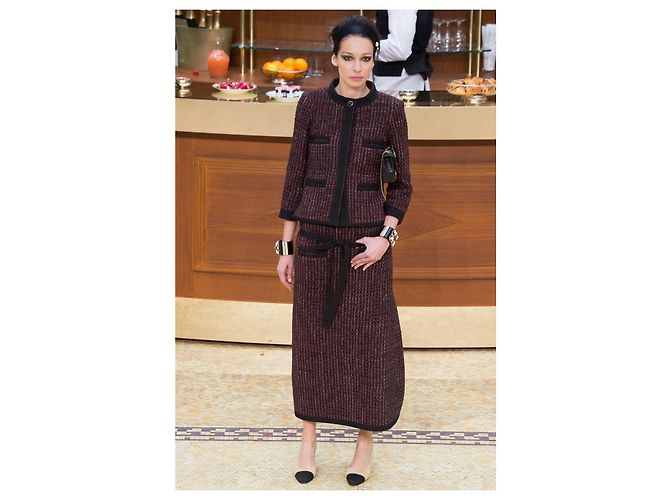 Chanel FW2015 Tweedjacke Rot Grün Bordeaux - Ansicht 2