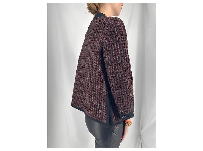 Chanel FW2015 Tweedjacke Rot Grün Bordeaux - Ansicht 3