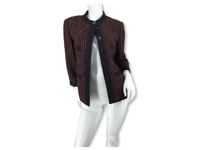 Chanel FW2015 Tweedjacke Rot Grün Bordeaux - Ansicht 4