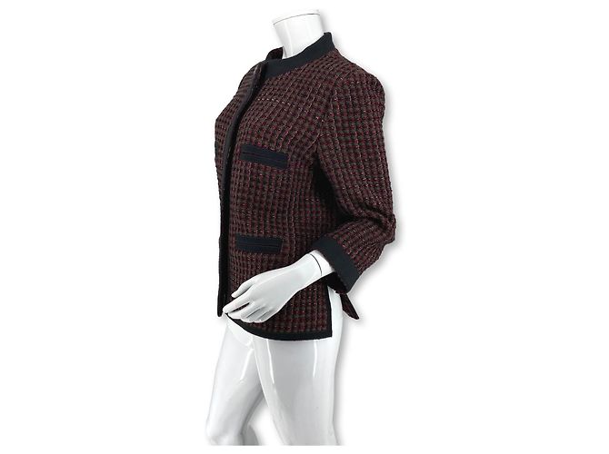 Chanel FW2015 Tweedjacke Rot Grün Bordeaux - Ansicht 5