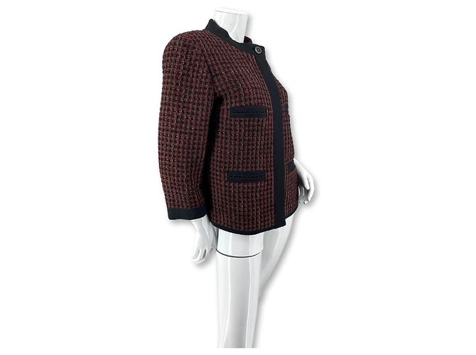 Chanel FW2015 Tweedjacke Rot Grün Bordeaux - Ansicht 6