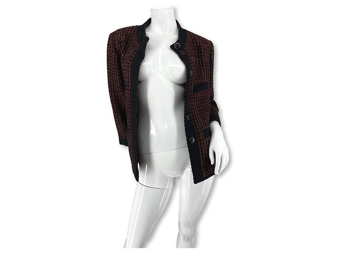 Chanel FW2015 Tweedjacke Rot Grün Bordeaux - Ansicht 7