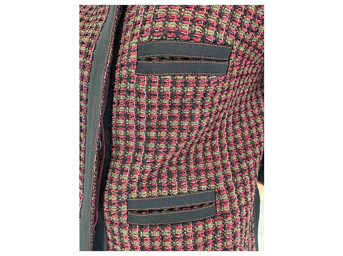 Chanel FW2015 Tweedjacke Rot Grün Bordeaux - Ansicht 9