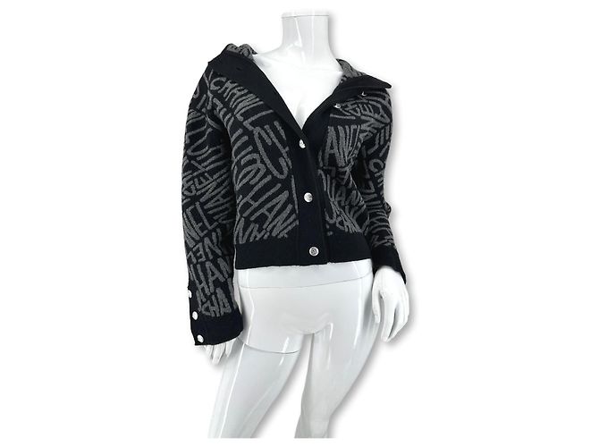 Chanel Kapuzensweater aus Kaschmir Schwarz Grau Anthrazitgrau Silber Hardware - Ansicht 10