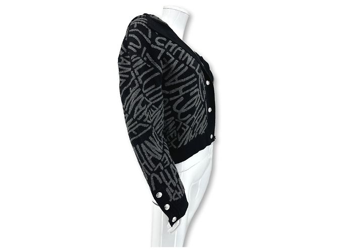 Chanel Kapuzensweater aus Kaschmir Schwarz Grau Anthrazitgrau Silber Hardware - Ansicht 11