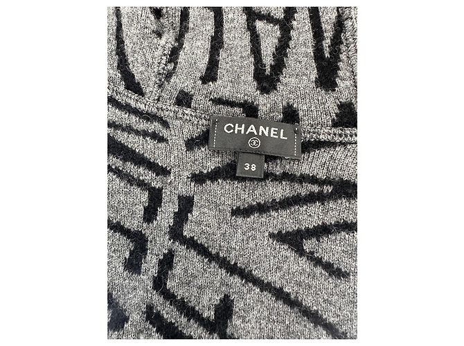 Chanel Kapuzensweater aus Kaschmir Schwarz Grau Anthrazitgrau Silber Hardware - Ansicht 4