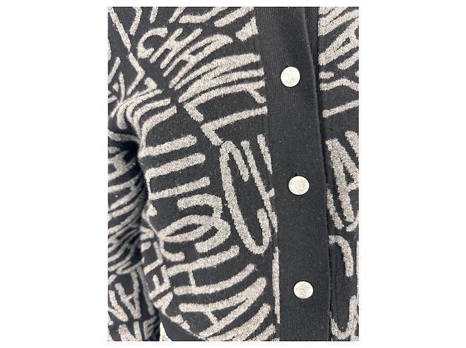 Chanel Kapuzensweater aus Kaschmir Schwarz Grau Anthrazitgrau Silber Hardware - Ansicht 5